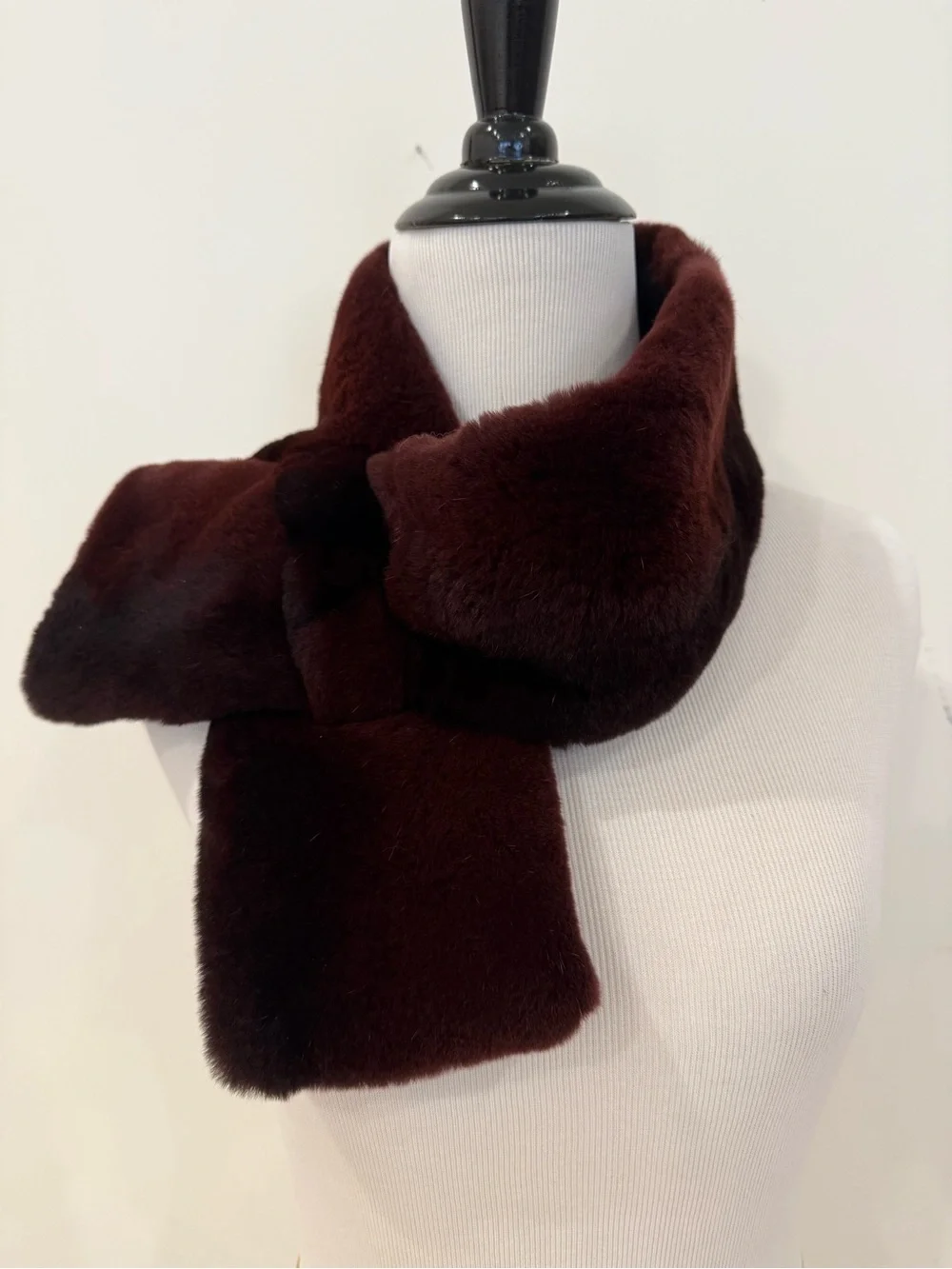 Sheared Mink Fur Scarf - Deep Burgundy